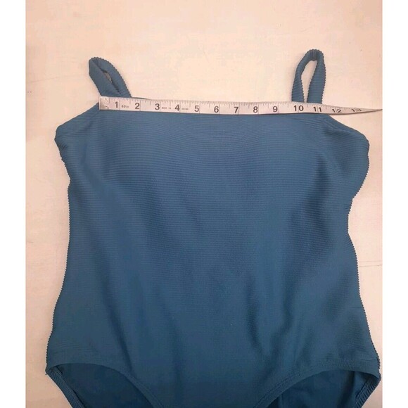 KONA SOL SWIMSUIT ONE PIECE SQUARE NECK RIBBED WOMENS TEAL BLUE L - Picture 7 of 10